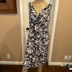 Ralph Lauren Black and White Floral Midi Dress